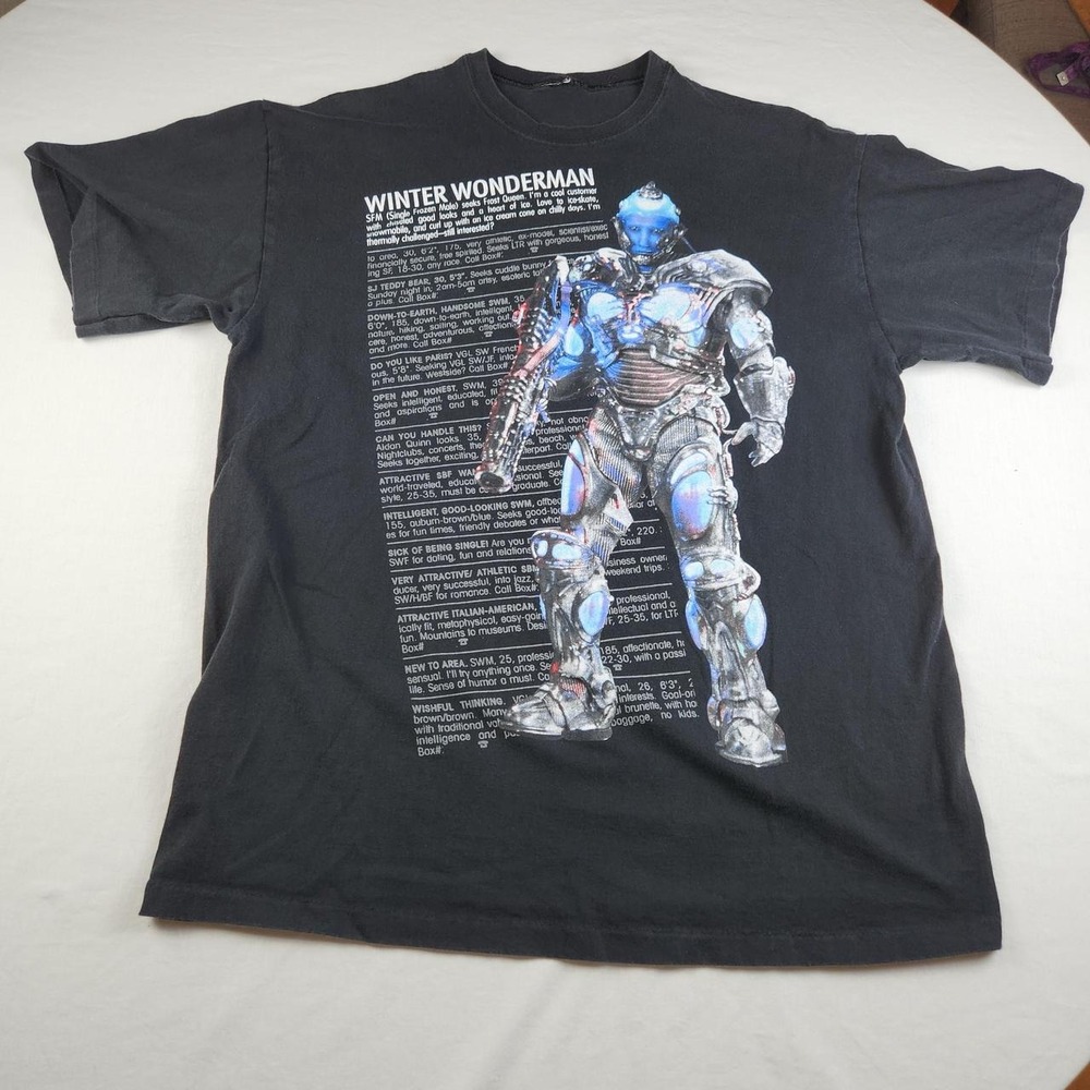 Batman and Robin 1997 Vintage Movie Mr Freeze Winter Wonderman Shirt Black L